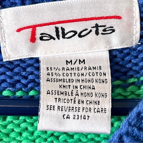 Vintage TALBOTS Ramie Cotton Embroidered Ocean Fish Crew Neck Sweater—SZ. Med - Picture 6 of 13